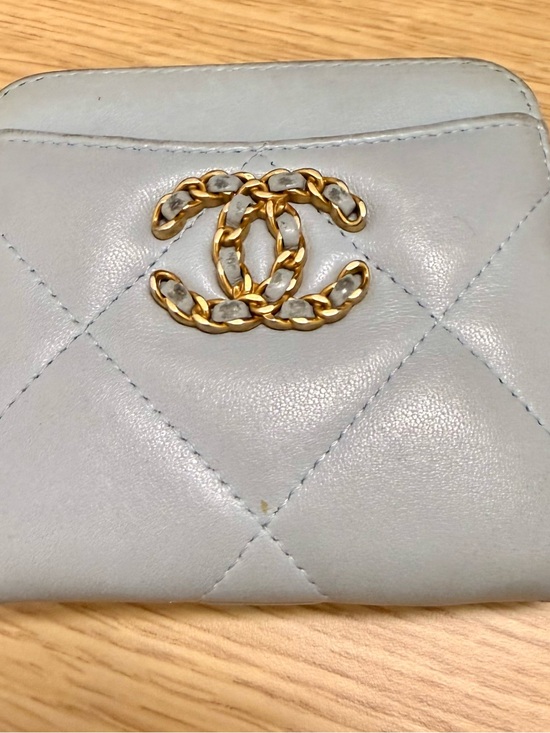 CHANEL Handbags - Authentic CHANEL Light Blue Quilted Leather Wallet with Gold Chain CC 👛🥰